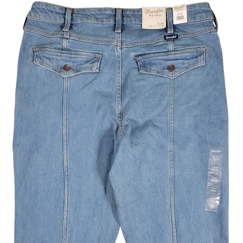 Wrangler Retro Bailey Trouser Women 33x34 Blue Denim High Rise Flare Leg Western - Picture 5 of 10